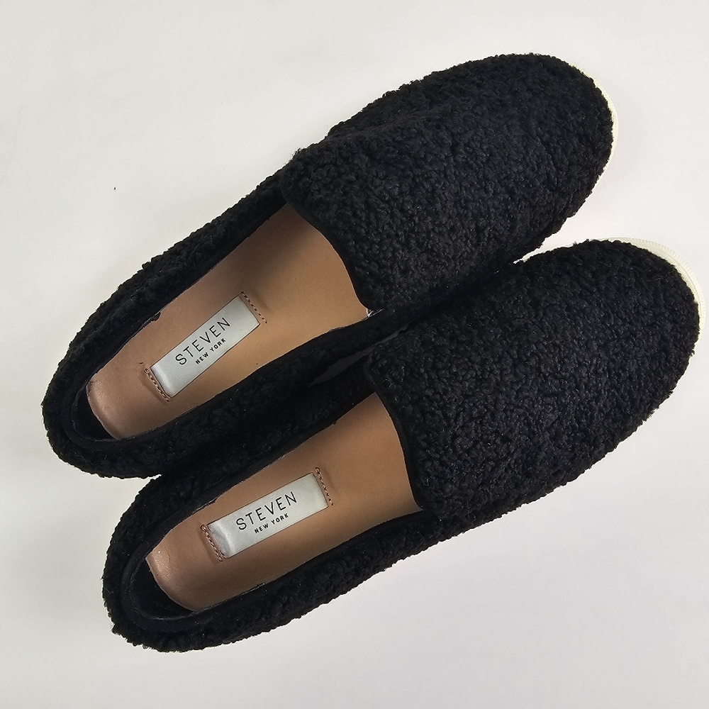 Steven New York Women's Black Kimber Faux Shearling Slip-On Sneaker Sz 9 - Picture 5 of 7